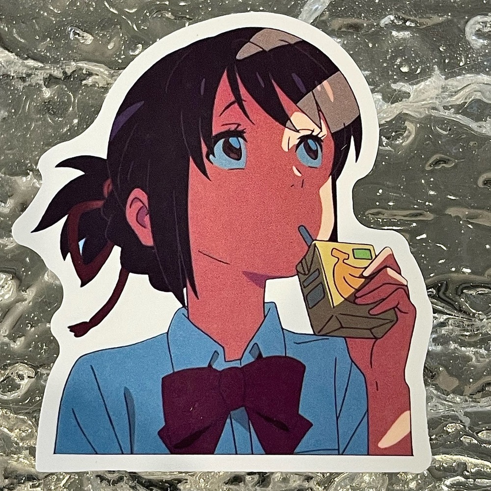 5/$10 Waterproof Vinyl Sticker:Ghost Mitsuha Drinks Banana Milk